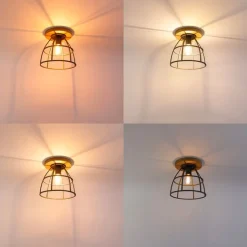 QAZQA Smarte Deckenleuchte dunkelgrau mit Holz inkl. WLAN E27 - Arthur