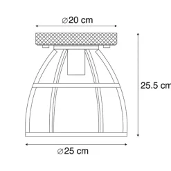 QAZQA Smarte Deckenleuchte dunkelgrau mit Holz inkl. WLAN E27 - Arthur