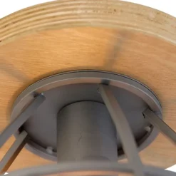 QAZQA Smarte Deckenleuchte dunkelgrau mit Holz inkl. WLAN E27 - Arthur