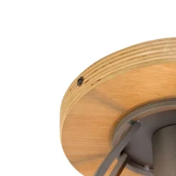 QAZQA Smarte Deckenleuchte dunkelgrau mit Holz inkl. WLAN E27 - Arthur