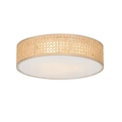 QAZQA Smarte Deckenleuchte Rattan 40 cm 3-flammig inkl. 3 Wifi P45 - Tromma