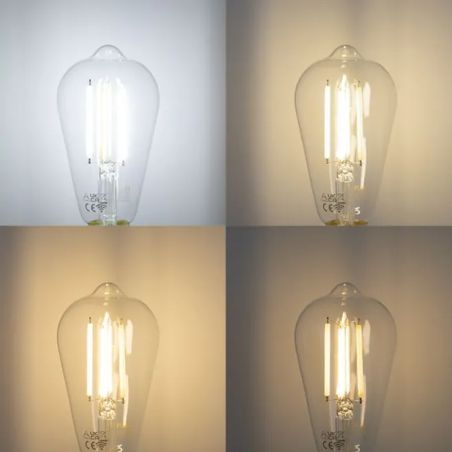 QAZQA Smarte Deckenleuchte schwarz mit Rauchglas inkl. Wifi ST64 - Dome