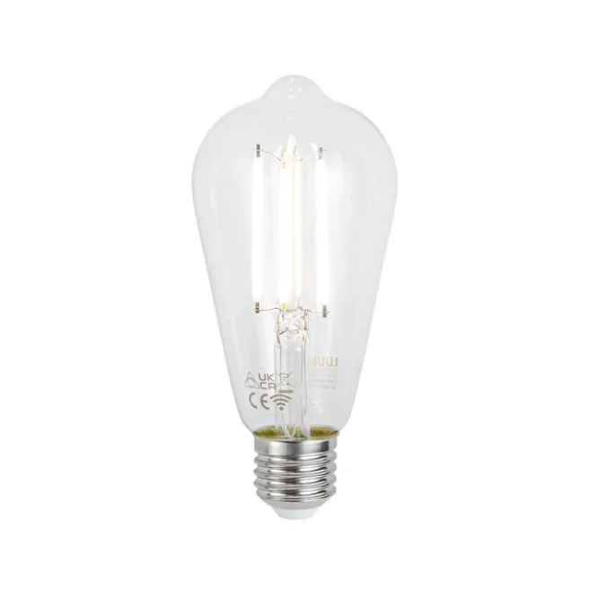 QAZQA Smarte Deckenleuchte schwarz mit Rauchglas inkl. Wifi ST64 - Dome