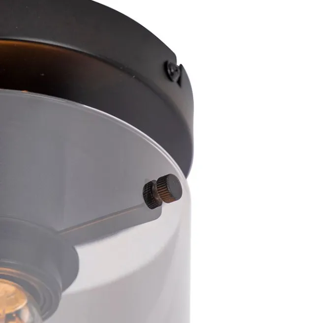 QAZQA Smarte Deckenleuchte schwarz mit Rauchglas inkl. Wifi ST64 - Dome