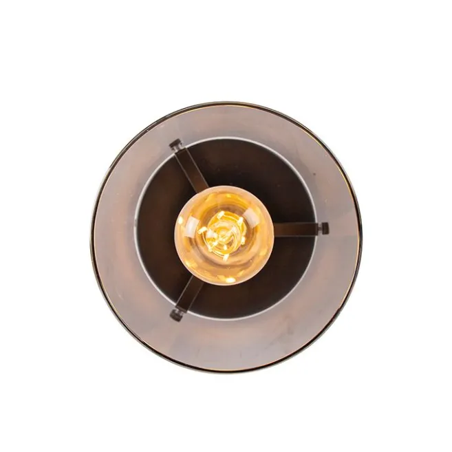 QAZQA Smarte Deckenleuchte schwarz mit Rauchglas inkl. Wifi ST64 - Dome