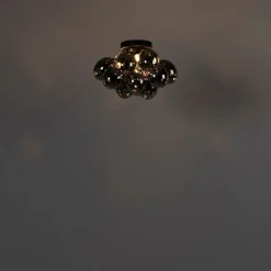 QAZQA Smarte Deckenleuchte schwarz mit Rauchglas 3-flammig inkl. 3 WiFi G9 - Uvas