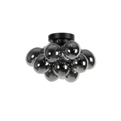 QAZQA Smarte Deckenleuchte schwarz mit Rauchglas 3-flammig inkl. 3 WiFi G9 - Uvas