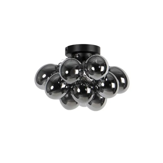 QAZQA Smarte Deckenleuchte schwarz mit Rauchglas 3-flammig inkl. 3 WiFi G9 - Uvas