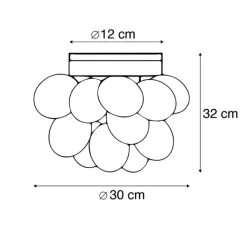 QAZQA Smarte Deckenleuchte schwarz mit Rauchglas 3-flammig inkl. 3 WiFi G9 - Uvas
