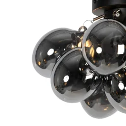 QAZQA Smarte Deckenleuchte schwarz mit Rauchglas 3-flammig inkl. 3 WiFi G9 - Uvas