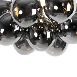 QAZQA Smarte Deckenleuchte schwarz mit Rauchglas 3-flammig inkl. 3 WiFi G9 - Uvas