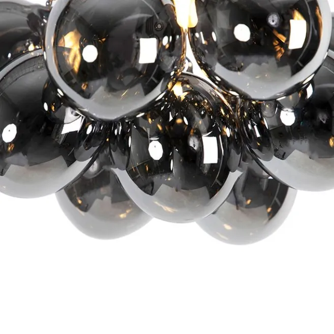 QAZQA Smarte Deckenleuchte schwarz mit Rauchglas 3-flammig inkl. 3 WiFi G9 - Uvas