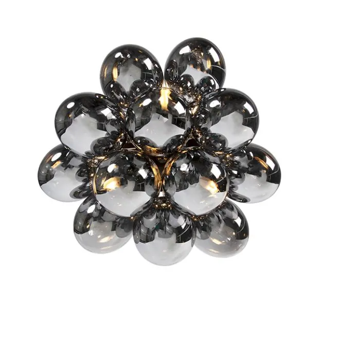 QAZQA Smarte Deckenleuchte schwarz mit Rauchglas 3-flammig inkl. 3 WiFi G9 - Uvas