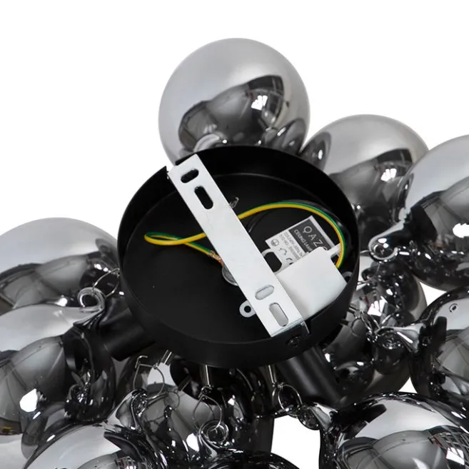 QAZQA Smarte Deckenleuchte schwarz mit Rauchglas 3-flammig inkl. 3 WiFi G9 - Uvas