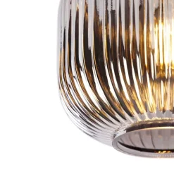 QAZQA Smarte Deckenleuchte schwarz mit Rauchglas inkl. WLAN A60 - Karel