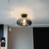 QAZQA Smarte Deckenleuchte schwarz mit Rauchglas inkl. WLAN P45 - Busa