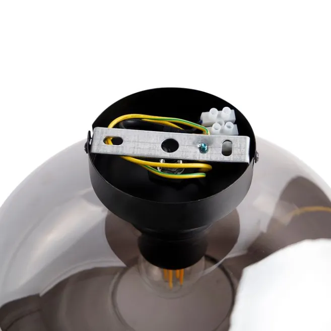 QAZQA Smarte Deckenleuchte schwarz mit Rauchglas inkl. WLAN P45 - Busa