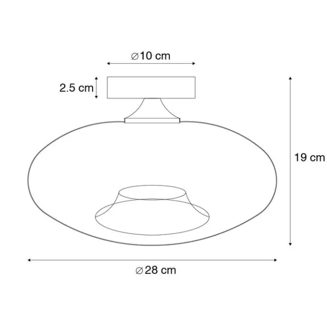 QAZQA Smarte Deckenleuchte schwarz mit Rauchglas inkl. WLAN P45 - Busa