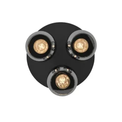 QAZQA Smarte Deckenleuchte Schwarz mit Rauchglas 3-flammig inkl. WiFi A60 - Vidro