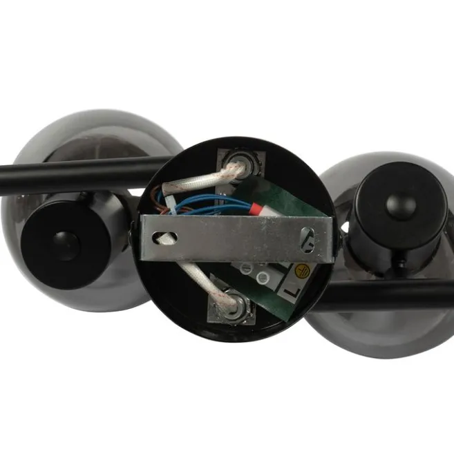 QAZQA Smarte Deckenleuchte schwarz mit Rauchglas inkl. 4 WiFi P45 - Vidro