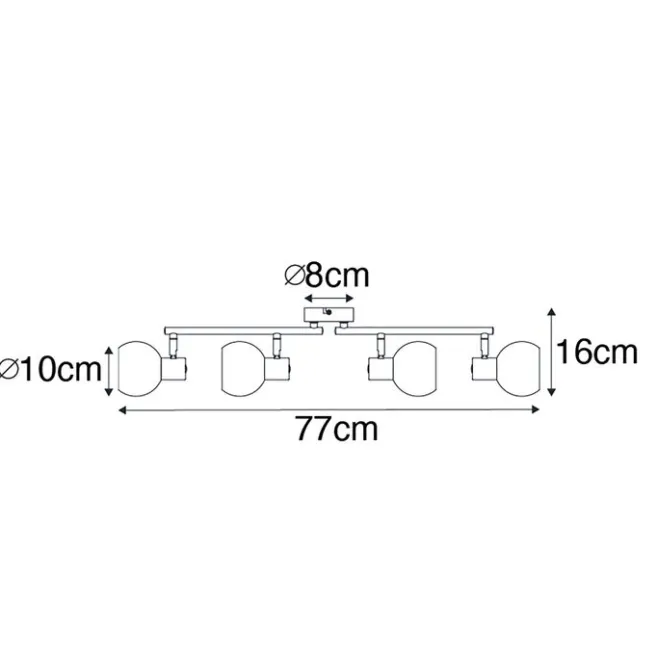 QAZQA Smarte Deckenleuchte schwarz mit Rauchglas inkl. 4 WiFi P45 - Vidro