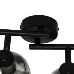 QAZQA Smarte Deckenleuchte schwarz mit Rauchglas inkl. 4 WiFi P45 - Vidro