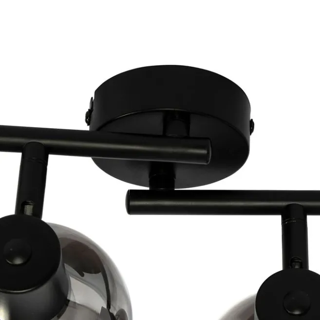 QAZQA Smarte Deckenleuchte schwarz mit Rauchglas inkl. 4 WiFi P45 - Vidro