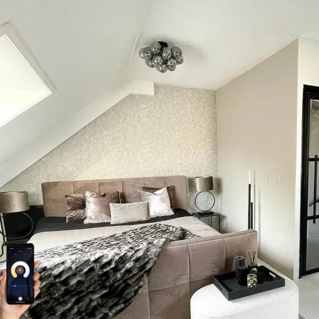 QAZQA Smarte Deckenleuchte schwarz mit Rauchglas inkl. 4 Wifi G9 - Uvas