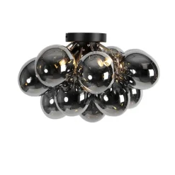 QAZQA Smarte Deckenleuchte schwarz mit Rauchglas inkl. 4 Wifi G9 - Uvas