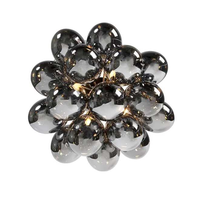 QAZQA Smarte Deckenleuchte schwarz mit Rauchglas inkl. 4 Wifi G9 - Uvas