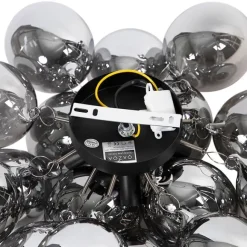 QAZQA Smarte Deckenleuchte schwarz mit Rauchglas inkl. 4 Wifi G9 - Uvas