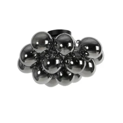 QAZQA Smarte Deckenleuchte schwarz mit Rauchglas inkl. 4 Wifi G9 - Uvas