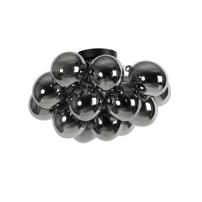 QAZQA Smarte Deckenleuchte schwarz mit Rauchglas inkl. 4 Wifi G9 - Uvas