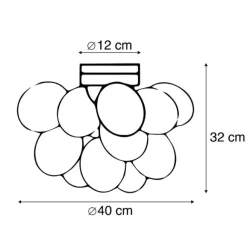 QAZQA Smarte Deckenleuchte schwarz mit Rauchglas inkl. 4 Wifi G9 - Uvas