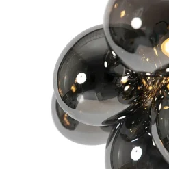 QAZQA Smarte Deckenleuchte schwarz mit Rauchglas inkl. 4 Wifi G9 - Uvas