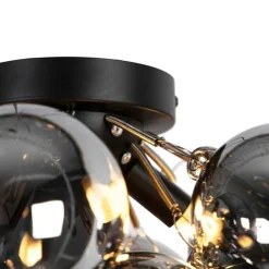 QAZQA Smarte Deckenleuchte schwarz mit Rauchglas inkl. 4 Wifi G9 - Uvas