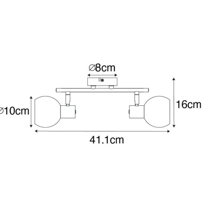 QAZQA Smarte Deckenleuchte schwarz mit Rauchglas inkl. 2 WiFi P45 - Vidro