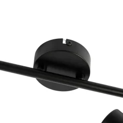 QAZQA Smarte Deckenleuchte schwarz mit Rauchglas inkl. 2 WiFi P45 - Vidro