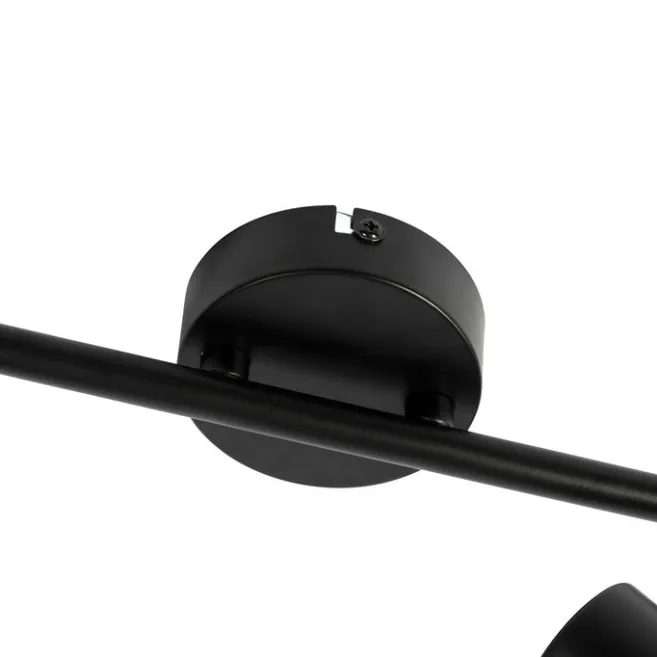 QAZQA Smarte Deckenleuchte schwarz mit Rauchglas inkl. 2 WiFi P45 - Vidro