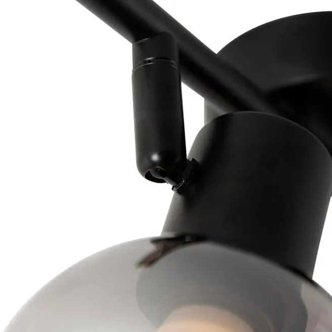 QAZQA Smarte Deckenleuchte schwarz mit Rauchglas inkl. 2 WiFi P45 - Vidro