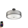 QAZQA Smarte Deckenleuchte schwarz mit weiß 50 cm inkl. 3 WiFi A60 - Drum Duo