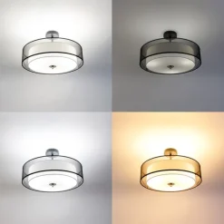 QAZQA Smarte Deckenleuchte schwarz mit weiß 50 cm inkl. 3 WiFi A60 - Drum Duo