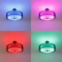 QAZQA Smarte Deckenleuchte schwarz mit weiß 50 cm inkl. 3 WiFi A60 - Drum Duo