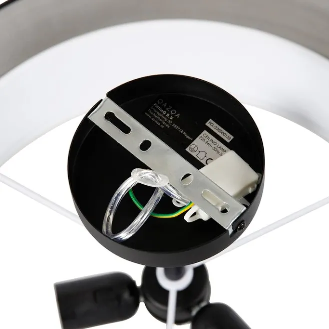 QAZQA Smarte Deckenleuchte schwarz mit weiß 50 cm inkl. 3 WiFi A60 - Drum Duo