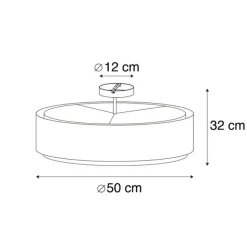 QAZQA Smarte Deckenleuchte schwarz mit weiß 50 cm inkl. 3 WiFi A60 - Drum Duo