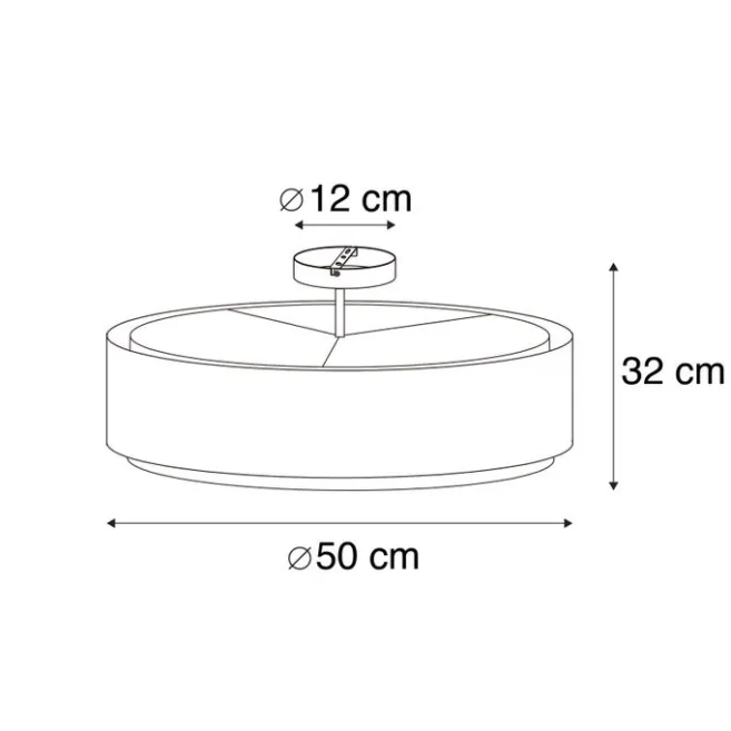 QAZQA Smarte Deckenleuchte schwarz mit weiß 50 cm inkl. 3 WiFi A60 - Drum Duo