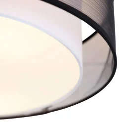 QAZQA Smarte Deckenleuchte schwarz mit weiß 50 cm inkl. 3 WiFi A60 - Drum Duo