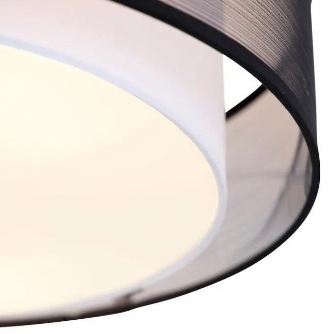 QAZQA Smarte Deckenleuchte schwarz mit weiß 50 cm inkl. 3 WiFi A60 - Drum Duo