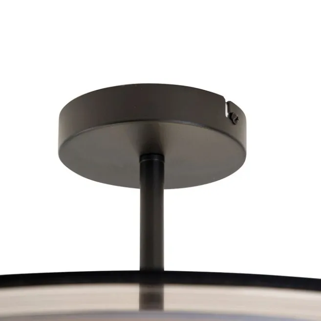QAZQA Smarte Deckenleuchte schwarz mit weiß 50 cm inkl. 3 WiFi A60 - Drum Duo
