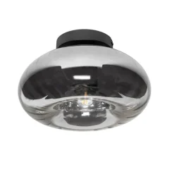 QAZQA Smarte Deckenleuchte Schwarz mit Rauchglas inkl. WiFi P45 - Ayesha